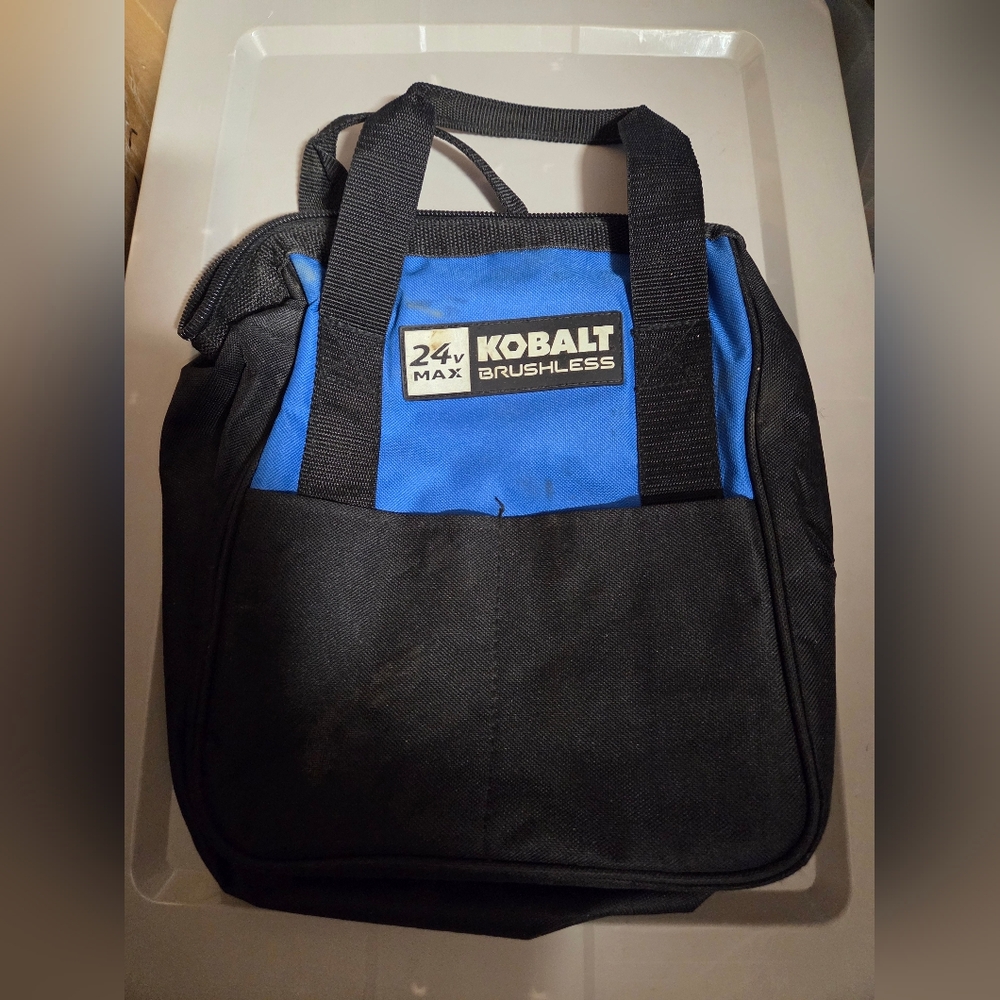 Kobalt 24V Max Brushless Heavy Duty Tool Bag Blue/Black Zipper Closure Handles